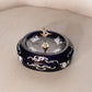 Dark Blue & White Lidded Ceramic Dish with Ballerina Finial
