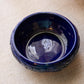 Vintage Dark Blue Ceramic Floral Pottery Shallow Bowl