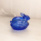 Vintage LE Smith Small Dark Blue Glass Bunny Rabbit Lidded Dish