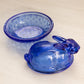 Vintage LE Smith Small Dark Blue Glass Bunny Rabbit Lidded Dish