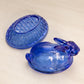 Vintage LE Smith Small Dark Blue Glass Bunny Rabbit Lidded Dish