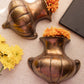 Pair of Dark Solid Brass Urn-Shaped Wall Vases (Set of 2)