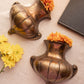 Pair of Dark Solid Brass Urn-Shaped Wall Vases (Set of 2)