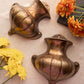 Pair of Dark Solid Brass Urn-Shaped Wall Vases (Set of 2)