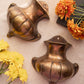 Pair of Dark Solid Brass Urn-Shaped Wall Vases (Set of 2)