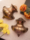 Pair of Dark Solid Brass Urn-Shaped Wall Vases (Set of 2)