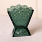 Dark Green Wilkerson Glass Daisy & Button Small Fan Vase