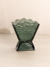 Dark Green Wilkerson Glass Daisy & Button Small Fan Vase