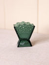 Dark Green Wilkerson Glass Daisy & Button Small Fan Vase