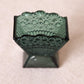 Dark Green Wilkerson Glass Daisy & Button Small Fan Vase