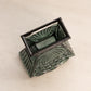 Dark Green Wilkerson Glass Daisy & Button Small Fan Vase
