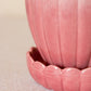 Vintage Dark Pink Haeger Scalloped Ceramic Planter