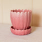 Vintage Dark Pink Haeger Scalloped Ceramic Planter