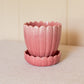 Vintage Dark Pink Haeger Scalloped Ceramic Planter