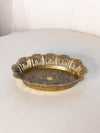 Vintage Gold Tone Metal Oval Ornate Dish Made in Italy