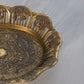 Vintage Gold Tone Metal Oval Ornate Dish Made in Italy