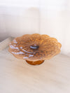 Fenton Cameo Amber Opalescent Glass Lily of The Valley Cake Stand