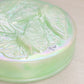 Fenton Circular Light Green Iridescent Glass Butterfly Lidded Dish