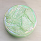 Fenton Circular Light Green Iridescent Glass Butterfly Lidded Dish