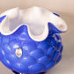 Vintage Cobalt Fenton Glass Ruffled Jacqueline Overly Vase