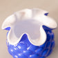 Vintage Cobalt Fenton Glass Ruffled Jacqueline Overly Vase
