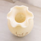 Fenton Cream Satin Glass Vase with Hand Painted Flowers & Ruffle Edge