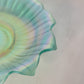 Vintage Green Stretch Glass Shallow Fenton Flower Bowl