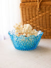 Vintage Imperial Glass Medium Blue Glass Scalloped Hobnail Bowl