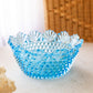 Vintage Imperial Glass Medium Blue Glass Scalloped Hobnail Bowl
