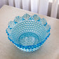 Vintage Imperial Glass Medium Blue Glass Scalloped Hobnail Bowl