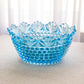Vintage Imperial Glass Medium Blue Glass Scalloped Hobnail Bowl