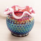 Fenton Iridescent Plum Opalescent Glass Hobnail Ruffle Edge Vase Bowl
