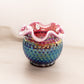 Fenton Iridescent Plum Opalescent Glass Hobnail Ruffle Edge Vase Bowl