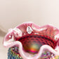 Fenton Iridescent Plum Opalescent Glass Hobnail Ruffle Edge Vase Bowl