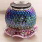 Fenton Iridescent Plum Opalescent Glass Hobnail Ruffle Edge Vase Bowl