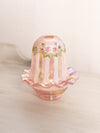 Fenton Pink Iridescent Floral Hand Painted Glass Fairy Lamp
