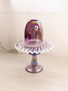 Fenton Purple Iridescent Glass Hobnail Snow Crest Fairy Lamp