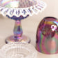 Fenton Purple Iridescent Glass Hobnail Snow Crest Fairy Lamp
