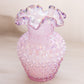 Fenton Purply Pink Iridescent Cased Glass Purple Crest Hobnail Vase