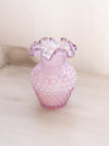 Fenton Purply Pink Iridescent Cased Glass Purple Crest Hobnail Vase