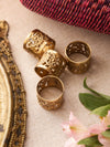 Floral Detailed Brass Napkin Rings (Set of 4)