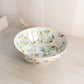 Medium White Ceramic Hand-Painted Multicolor Floral Bowl