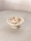 Footed Grey Alabaster Stone Taper Candleholder