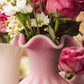 Vintage Fenton Tall Rose Satin Pink Glass Ruffled Vase