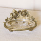 Gold Tone Metal & Clear Glass Floral Soap Dish