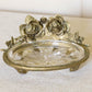 Gold Tone Metal & Clear Glass Floral Soap Dish