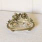 Gold Tone Metal & Clear Glass Floral Soap Dish