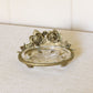 Gold Tone Metal & Clear Glass Floral Soap Dish
