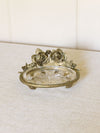 Gold Tone Metal & Clear Glass Floral Soap Dish