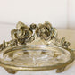 Gold Tone Metal & Clear Glass Floral Soap Dish